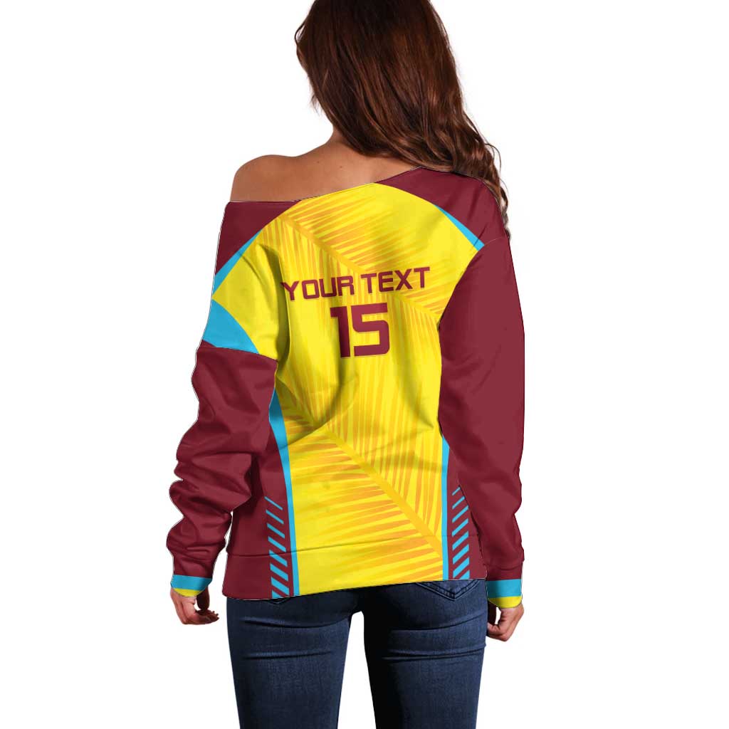 Custom West Indies Cricket Off Shoulder Sweater Go Windies Go - Wonder Print Shop