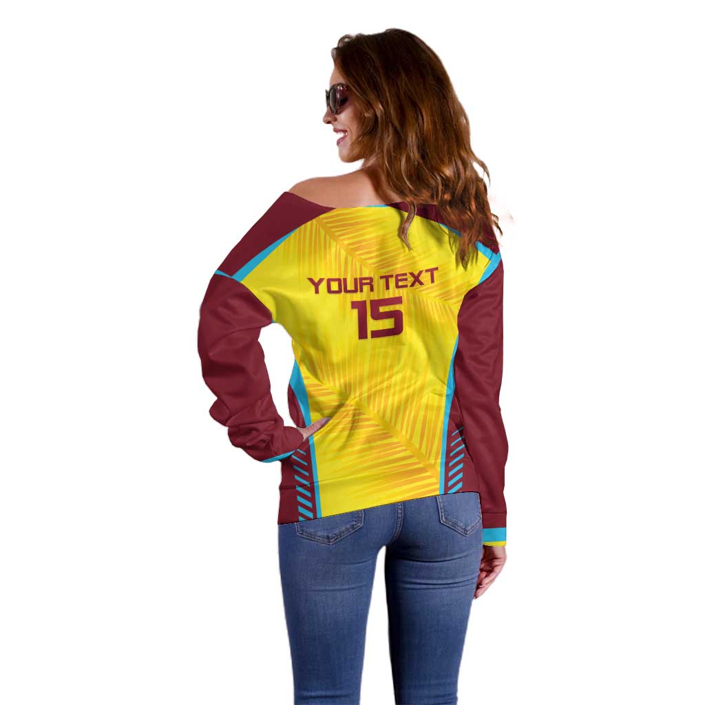 Custom West Indies Cricket Off Shoulder Sweater Go Windies Go - Wonder Print Shop