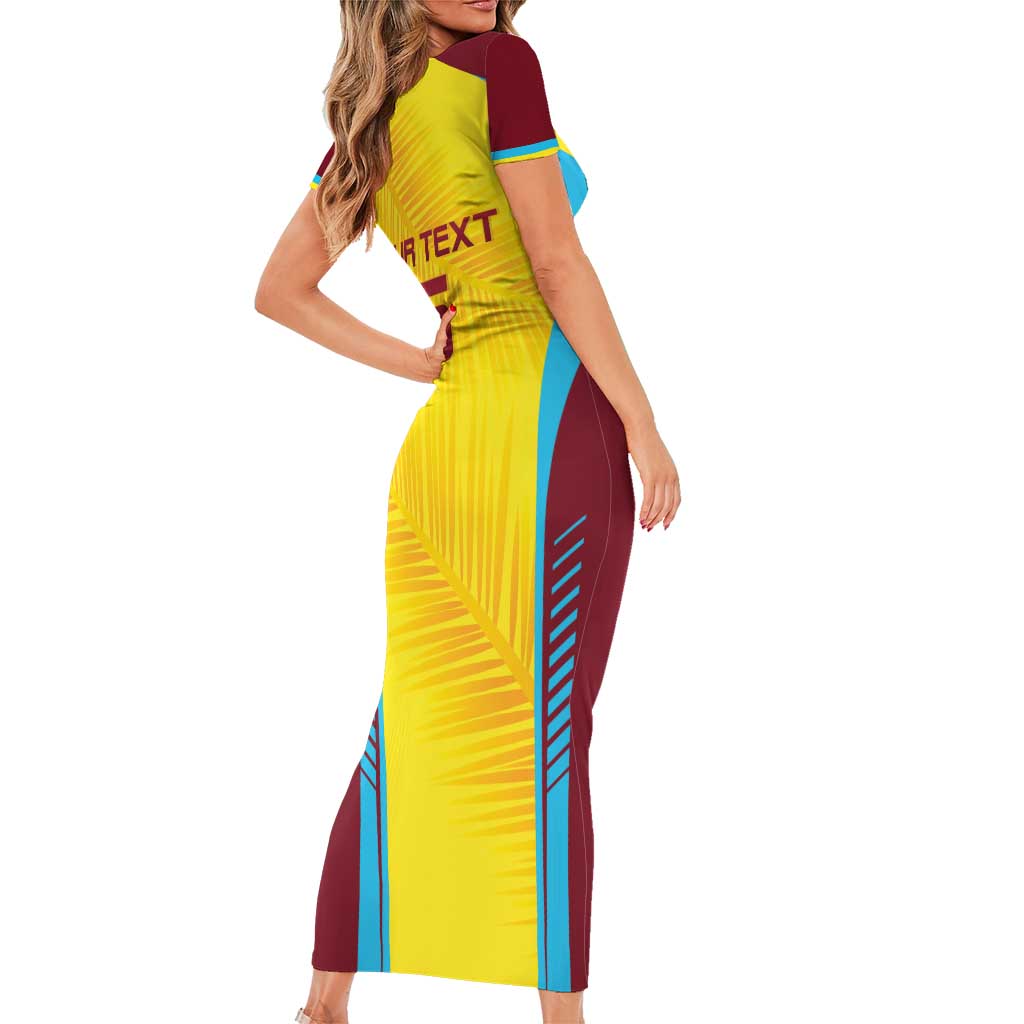 Custom West Indies Cricket Short Sleeve Bodycon Dress Go Windies Go - Wonder Print Shop