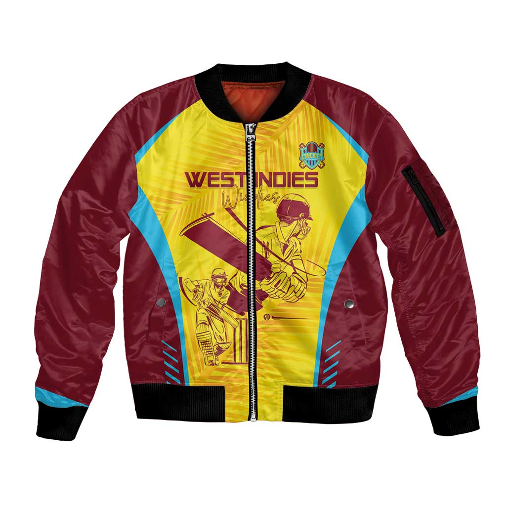 Custom West Indies Cricket Sleeve Zip Bomber Jacket Go Windies Go - Wonder Print Shop