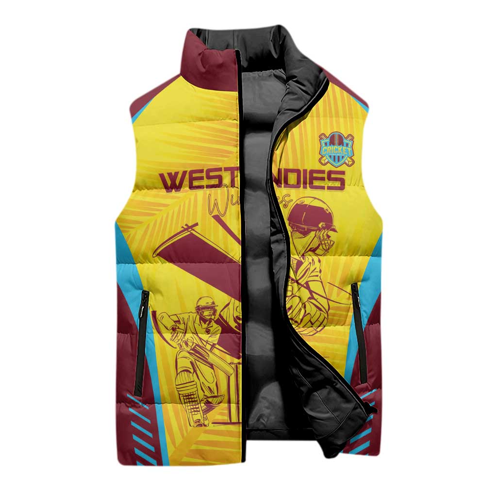 Custom West Indies Cricket Sleeveless Puffer Jacket Go Windies Go - Wonder Print Shop