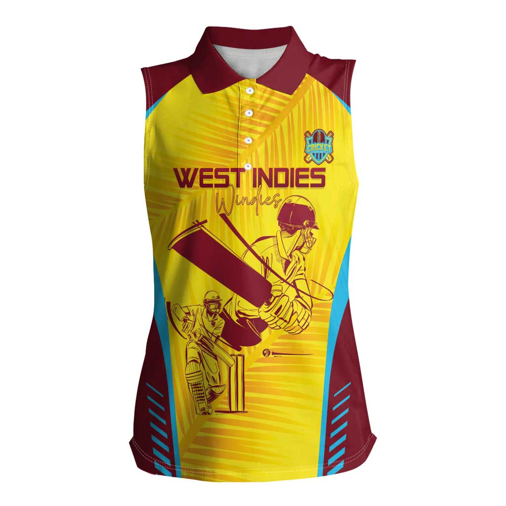 Custom West Indies Cricket Women Sleeveless Polo Shirt Go Windies Go - Wonder Print Shop