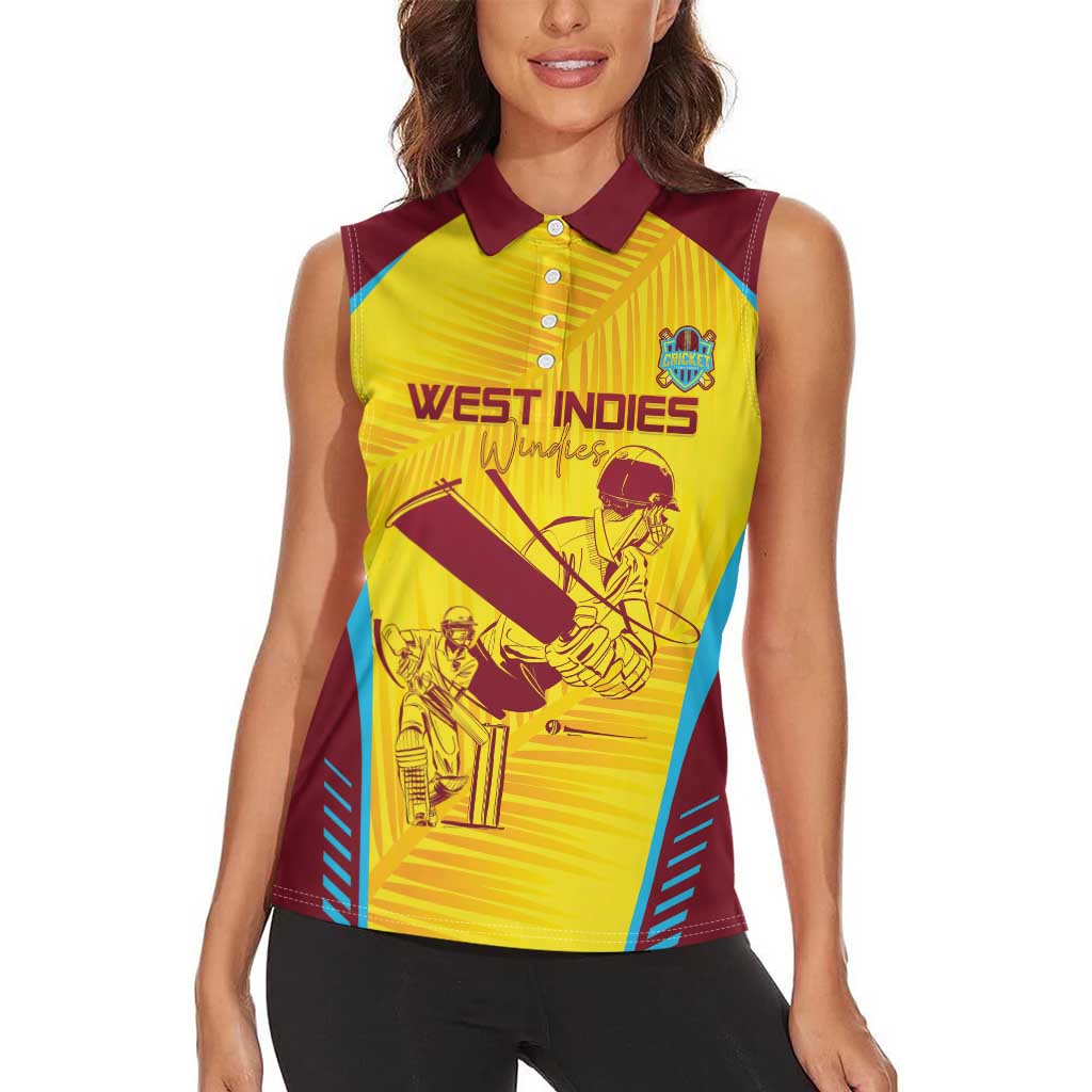 Custom West Indies Cricket Women Sleeveless Polo Shirt Go Windies Go - Wonder Print Shop