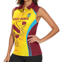 Custom West Indies Cricket Women Sleeveless Polo Shirt Go Windies Go - Wonder Print Shop