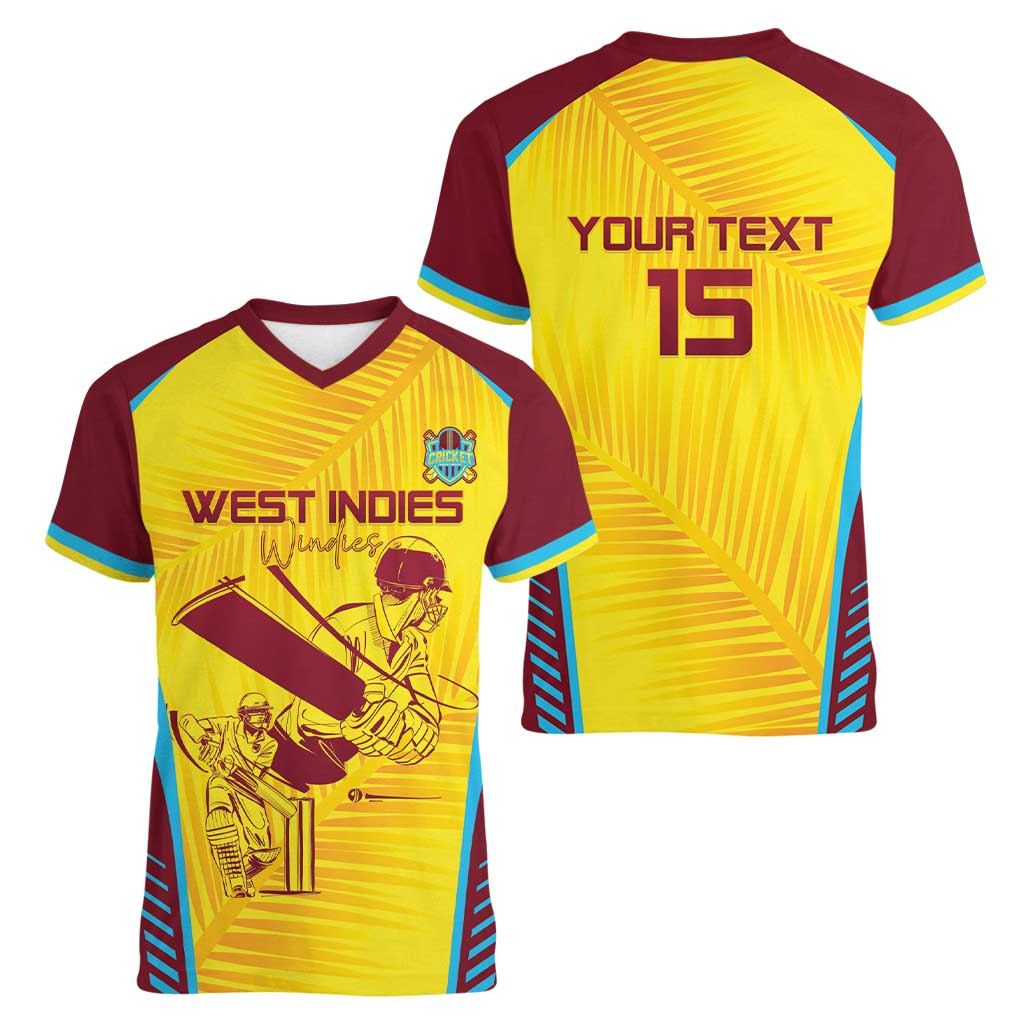 Custom West Indies Cricket Women V-Neck T-Shirt Go Windies Go - Wonder Print Shop