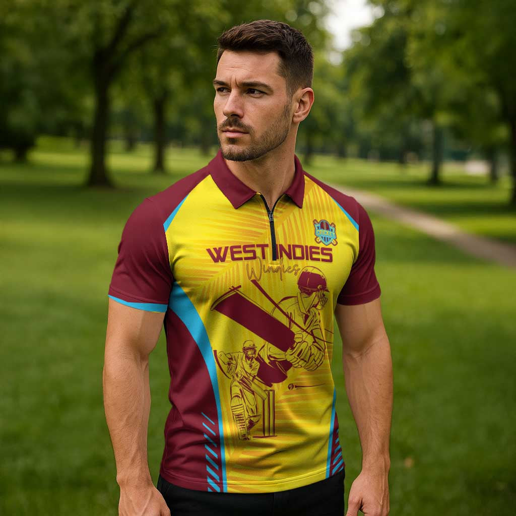 Custom West Indies Cricket Zipper Polo Shirt Go Windies Go - Wonder Print Shop
