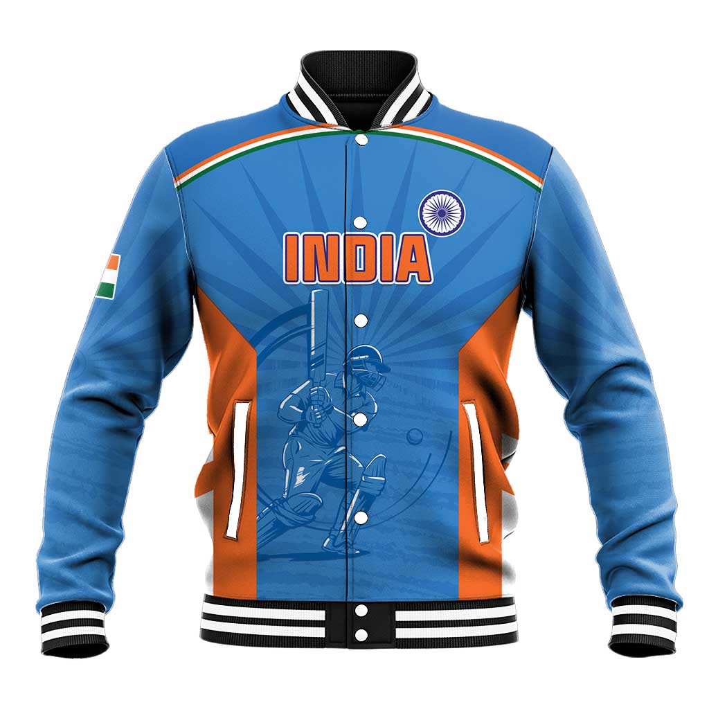 Custom India Cricket Baseball Jacket Go Champions - Wonder Print Shop