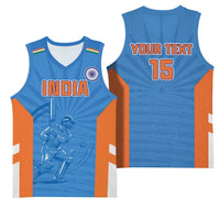 Custom India Cricket Basketball Jersey Go Champions - Wonder Print Shop