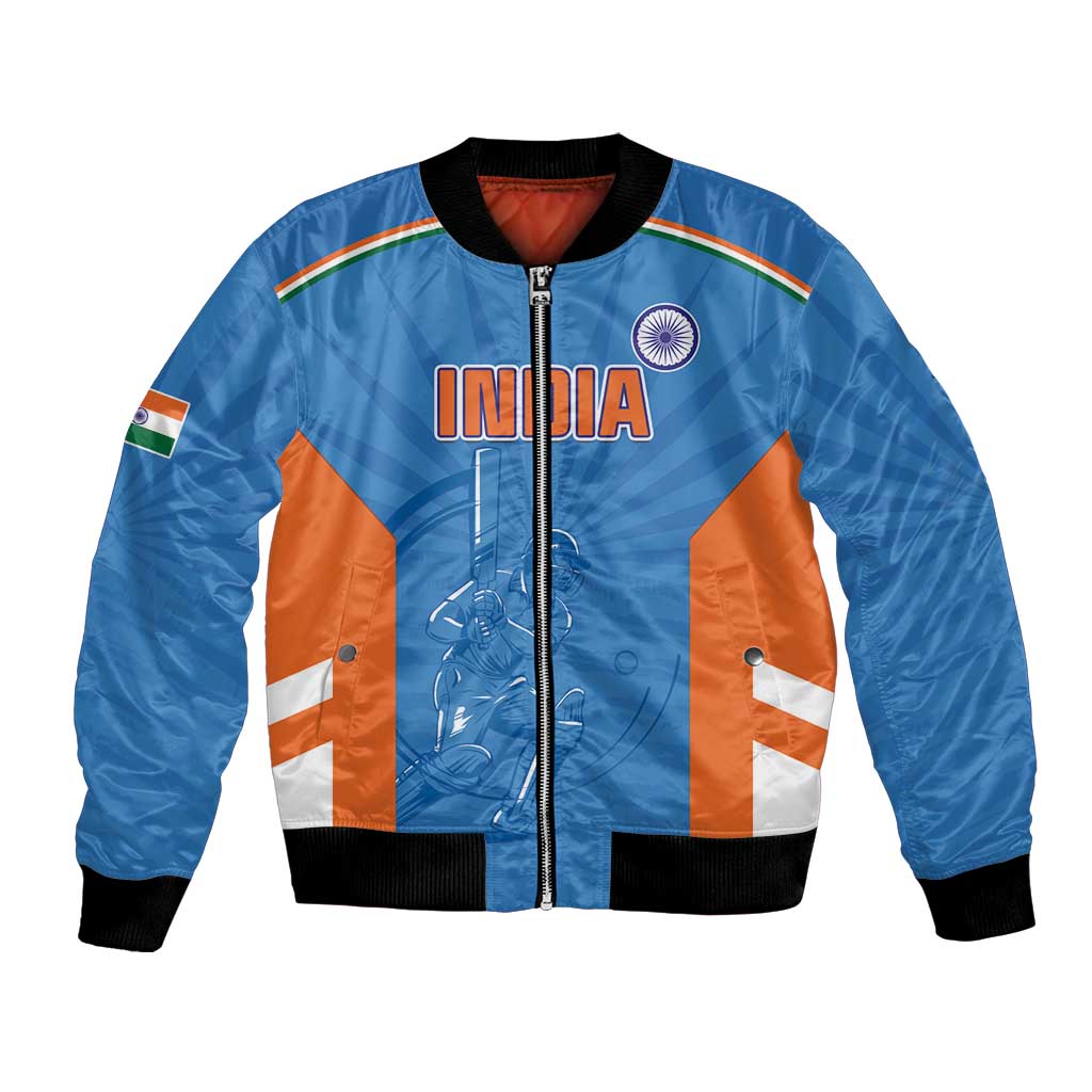 Custom India Cricket Bomber Jacket Go Champions - Wonder Print Shop