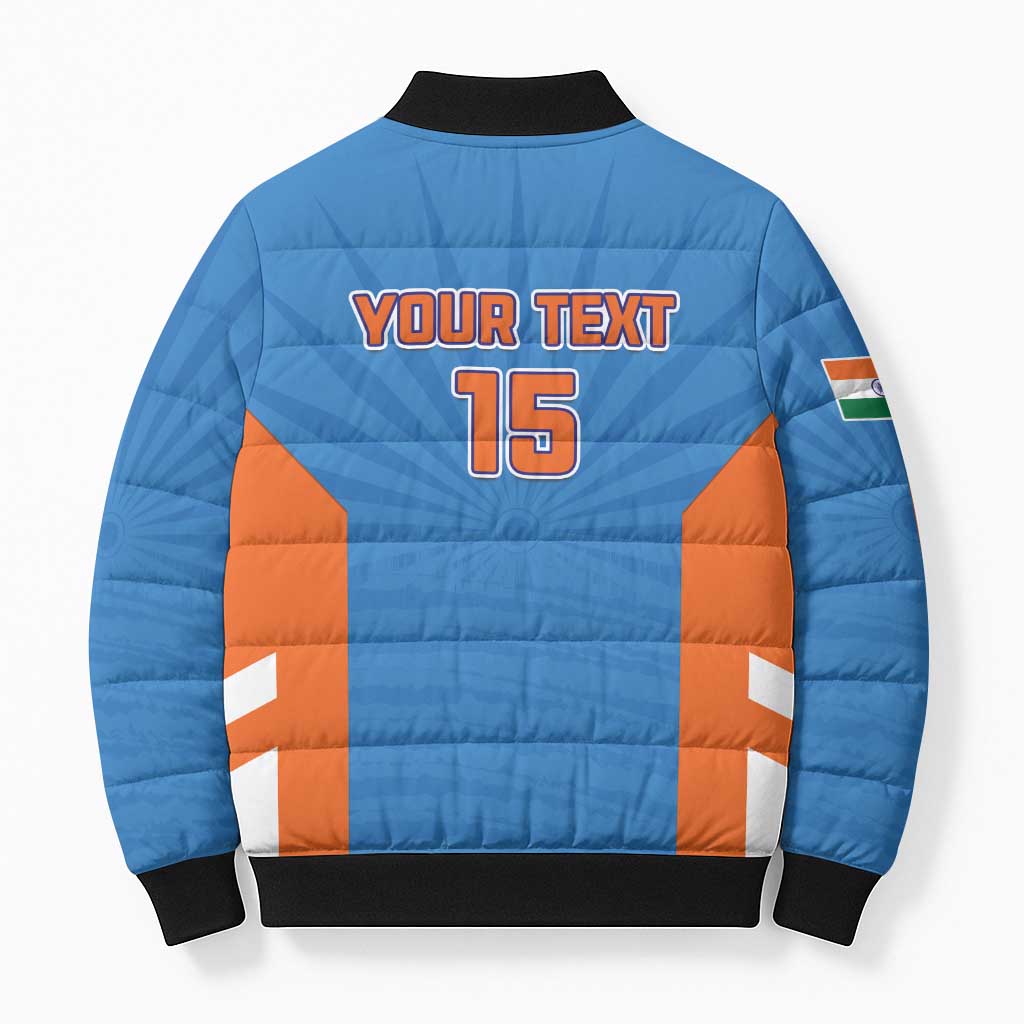 Custom India Cricket Bomber Puffer Jacket Go Champions - Wonder Print Shop