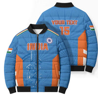 Custom India Cricket Bomber Puffer Jacket Go Champions - Wonder Print Shop