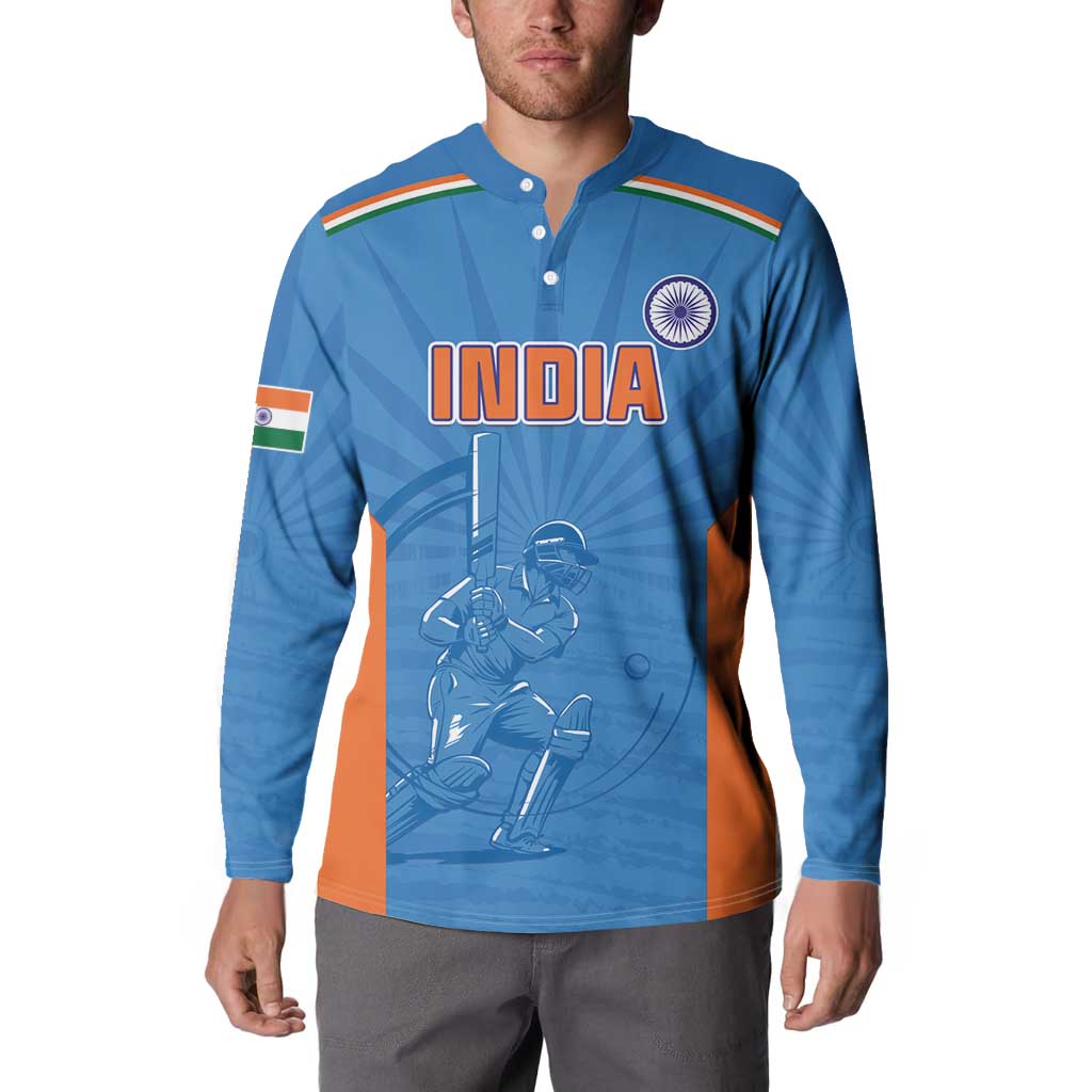 Custom India Cricket Button Sweatshirt Go Champions - Wonder Print Shop