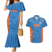 Custom India Cricket Couples Matching Mermaid Dress and Hawaiian Shirt Go Champions - Wonder Print Shop