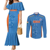 Custom India Cricket Couples Matching Mermaid Dress and Long Sleeve Button Shirt Go Champions - Wonder Print Shop