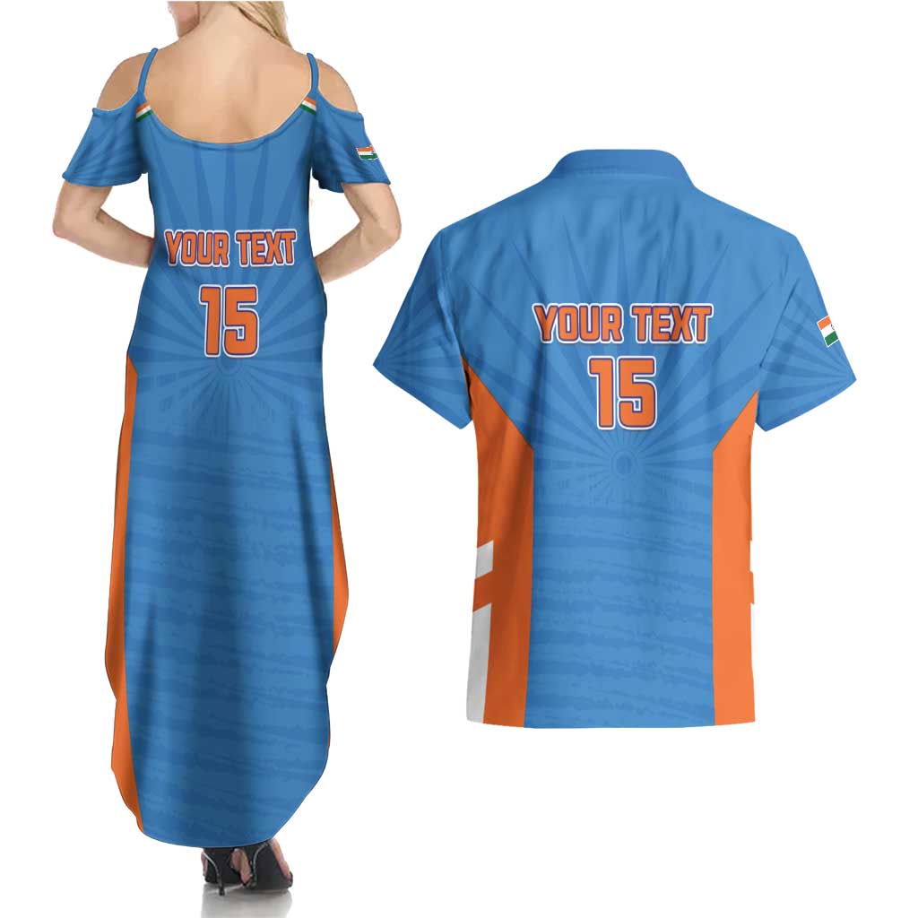 Custom India Cricket Couples Matching Summer Maxi Dress and Hawaiian Shirt Go Champions - Wonder Print Shop
