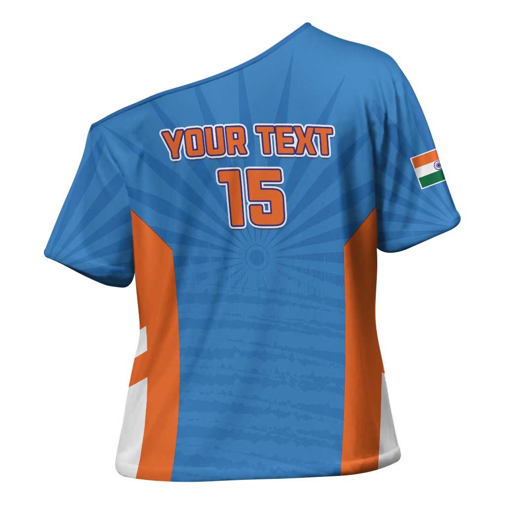 Custom India Cricket Cross Shoulder Shirt Go Champions - Wonder Print Shop