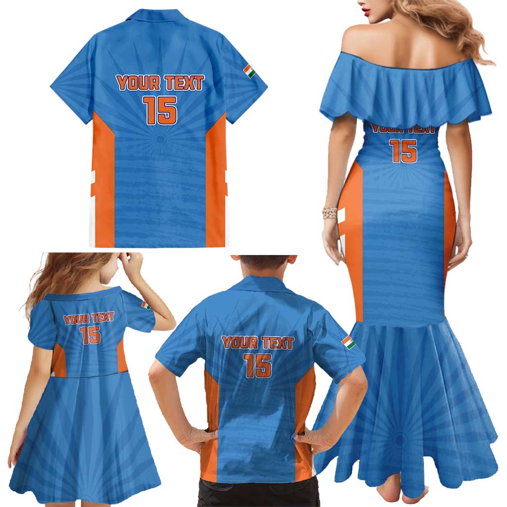 Custom India Cricket Family Matching Mermaid Dress and Hawaiian Shirt Go Champions - Wonder Print Shop