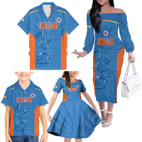 Custom India Cricket Family Matching Off The Shoulder Long Sleeve Dress and Hawaiian Shirt Go Champions - Wonder Print Shop