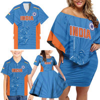 Custom India Cricket Family Matching Off Shoulder Short Dress and Hawaiian Shirt Go Champions - Wonder Print Shop