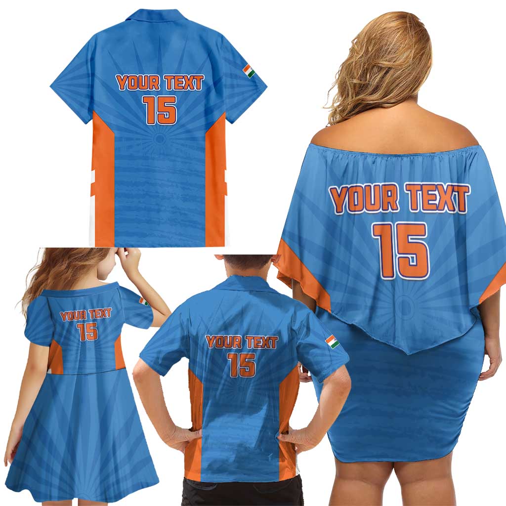 Custom India Cricket Family Matching Off Shoulder Short Dress and Hawaiian Shirt Go Champions - Wonder Print Shop