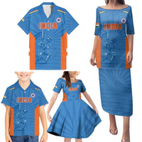 Custom India Cricket Family Matching Puletasi and Hawaiian Shirt Go Champions - Wonder Print Shop