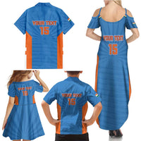 Custom India Cricket Family Matching Summer Maxi Dress and Hawaiian Shirt Go Champions - Wonder Print Shop