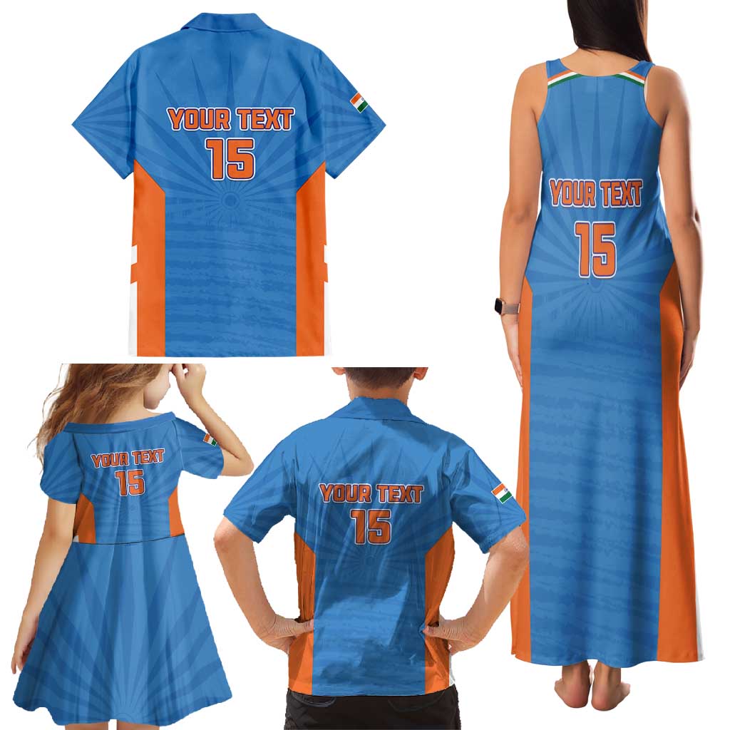 Custom India Cricket Family Matching Tank Maxi Dress and Hawaiian Shirt Go Champions - Wonder Print Shop