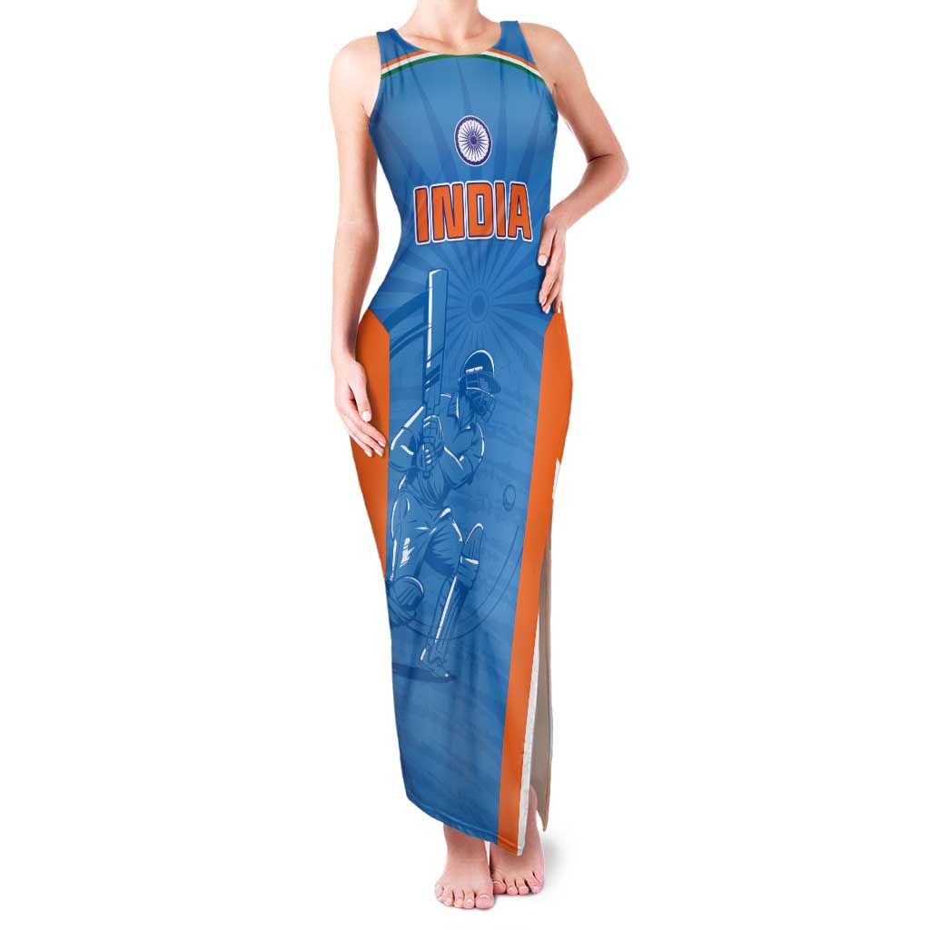 Custom India Cricket Family Matching Tank Maxi Dress and Hawaiian Shirt Go Champions - Wonder Print Shop
