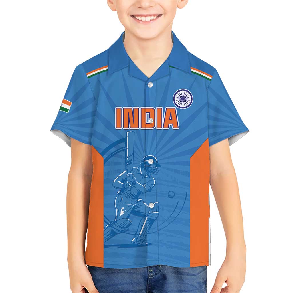 Custom India Cricket Kid Hawaiian Shirt Go Champions - Wonder Print Shop