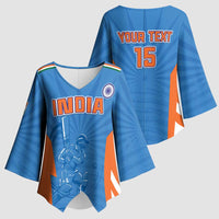 Custom India Cricket Kimono Sleeve Blouse Go Champions - Wonder Print Shop