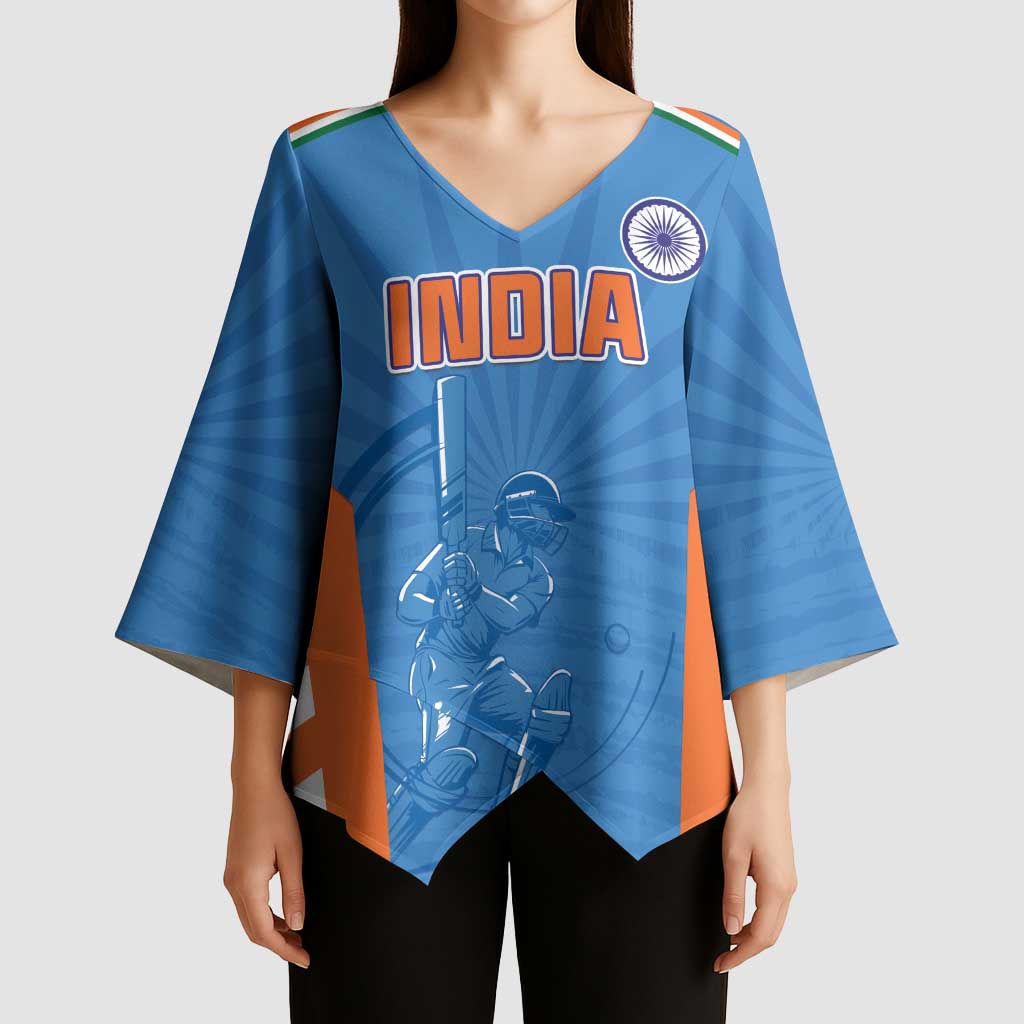 Custom India Cricket Kimono Sleeve Blouse Go Champions - Wonder Print Shop