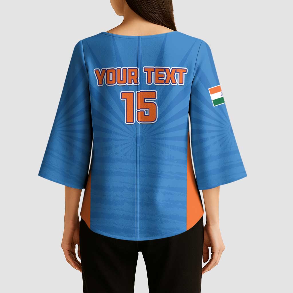 Custom India Cricket Kimono Sleeve Blouse Go Champions - Wonder Print Shop