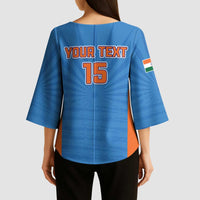 Custom India Cricket Kimono Sleeve Blouse Go Champions - Wonder Print Shop