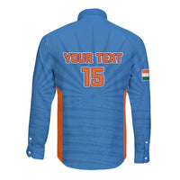 Custom India Cricket Long Sleeve Button Shirt Go Champions - Wonder Print Shop