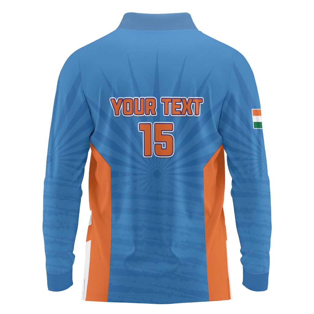 Custom India Cricket Long Sleeve Polo Shirt Go Champions - Wonder Print Shop
