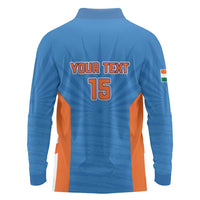 Custom India Cricket Long Sleeve Polo Shirt Go Champions - Wonder Print Shop