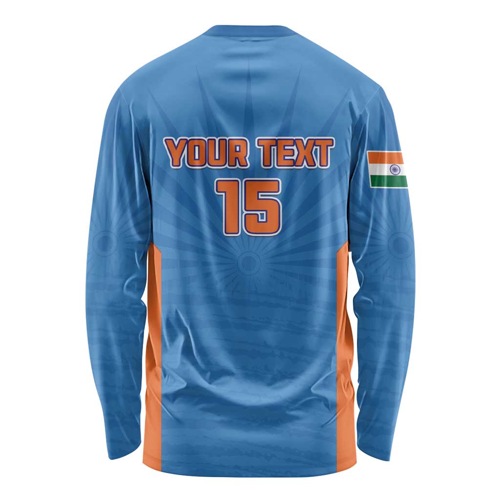 Custom India Cricket Long Sleeve Shirt Go Champions - Wonder Print Shop