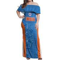 Custom India Cricket Off Shoulder Maxi Dress Go Champions - Wonder Print Shop