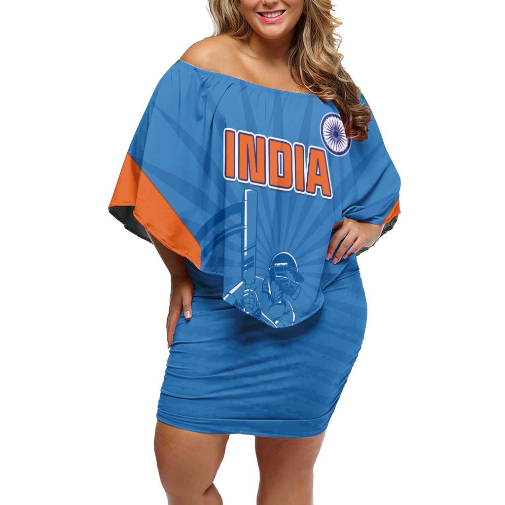 Custom India Cricket Off Shoulder Short Dress Go Champions - Wonder Print Shop