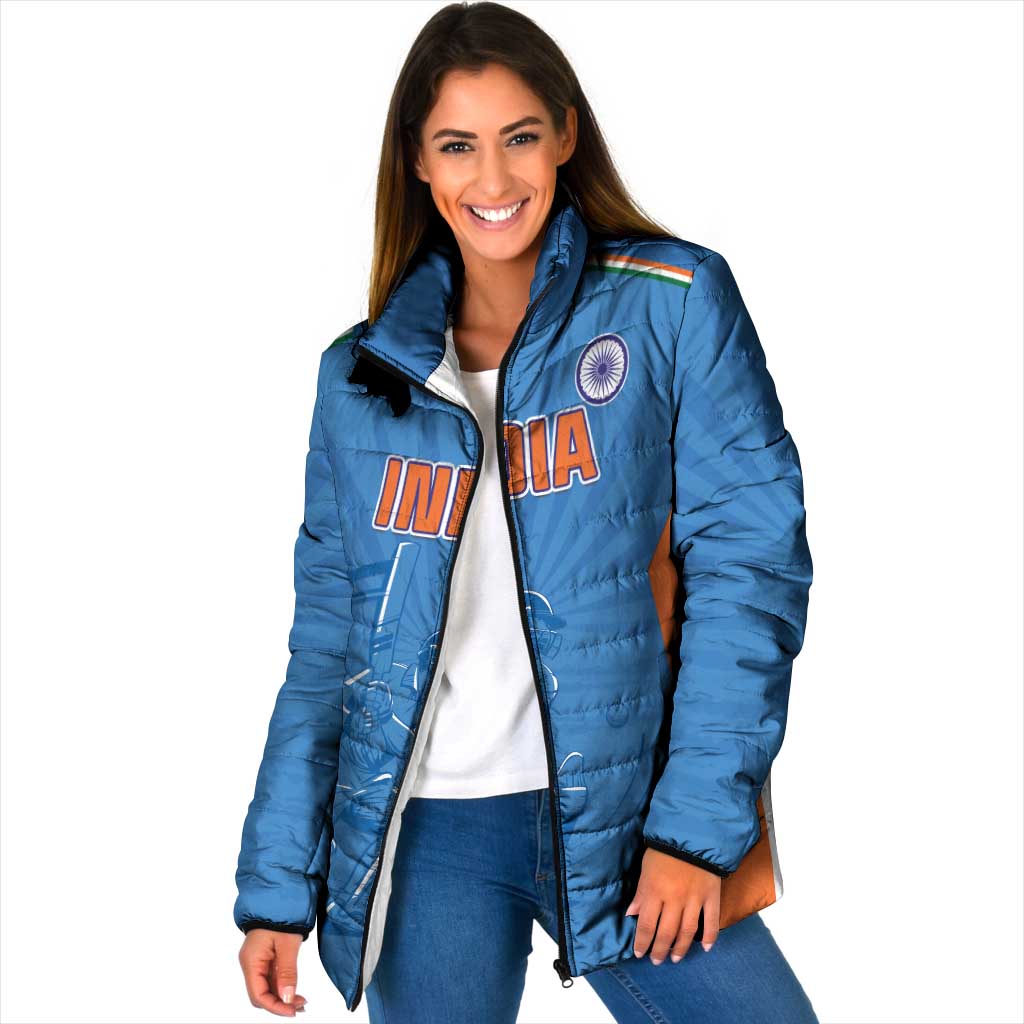 Custom India Cricket Padded Jacket Go Champions - Wonder Print Shop