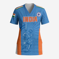 Custom India Cricket Scrub Top Go Champions - Wonder Print Shop