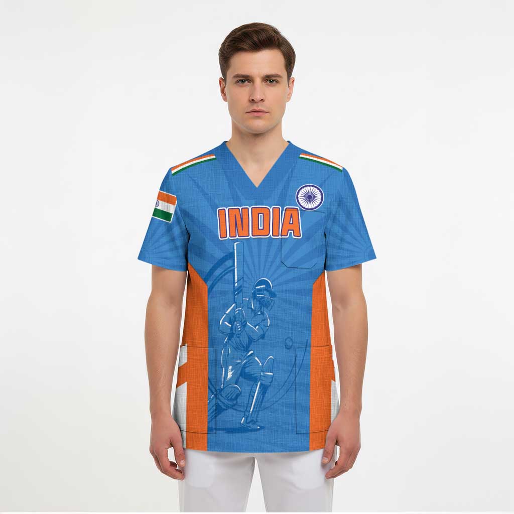 Custom India Cricket Scrub Top Go Champions - Wonder Print Shop
