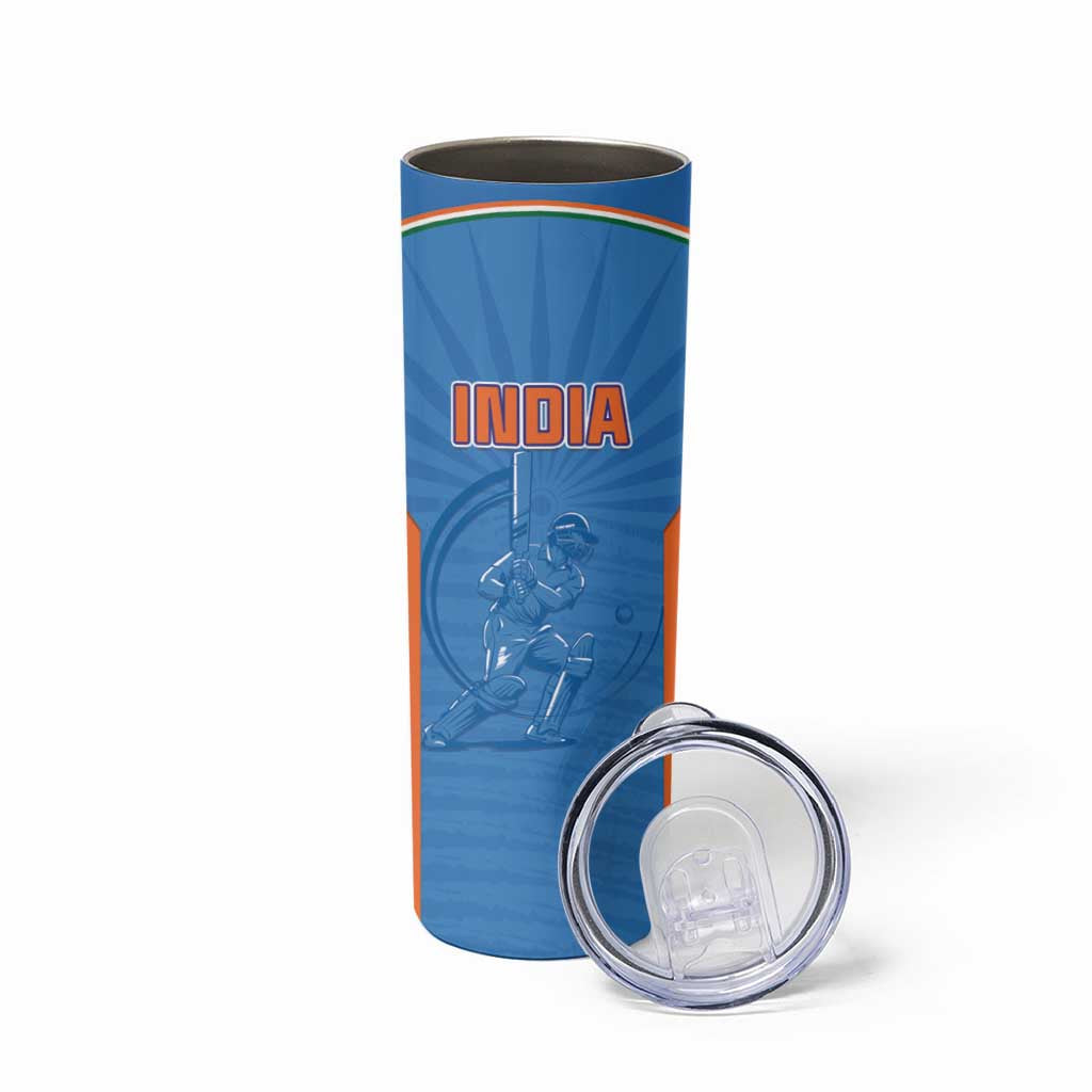 Custom India Cricket Skinny Tumbler Go Champions - Wonder Print Shop