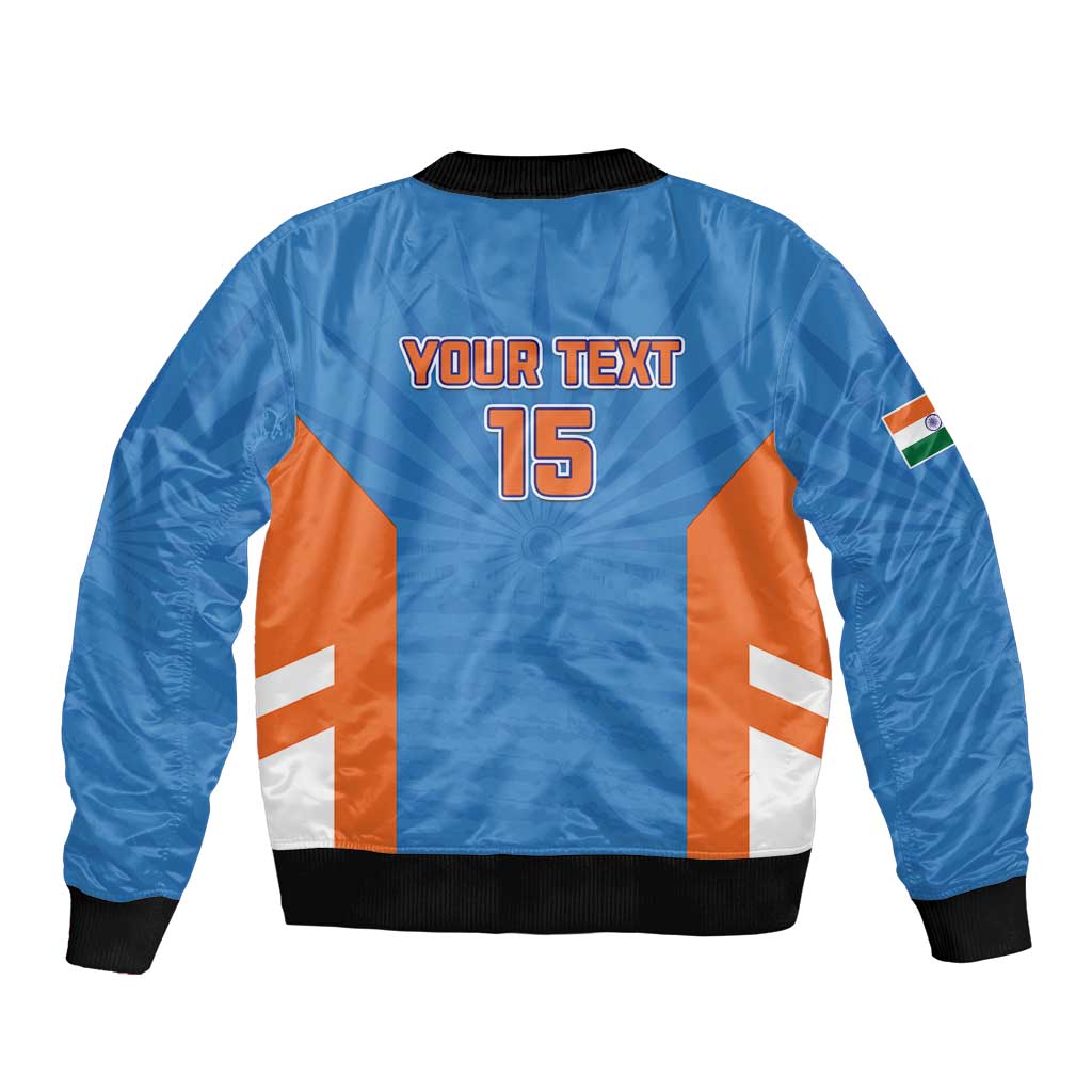 Custom India Cricket Sleeve Zip Bomber Jacket Go Champions - Wonder Print Shop
