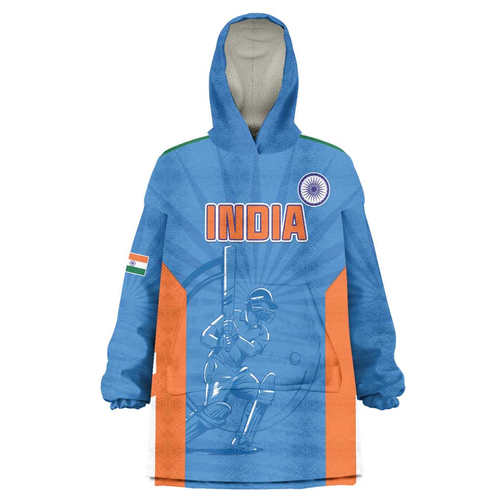 Custom India Cricket Wearable Blanket Hoodie Go Champions - Wonder Print Shop