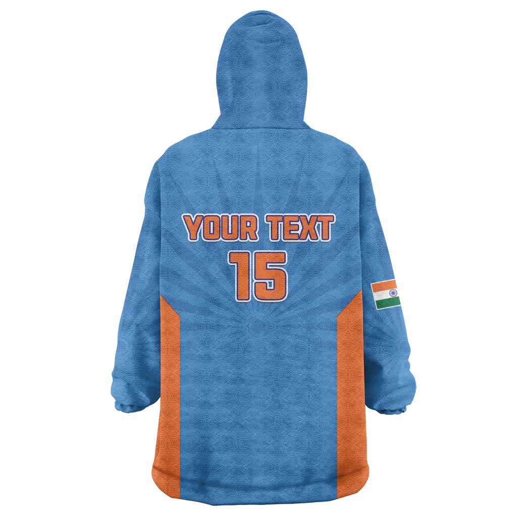 Custom India Cricket Wearable Blanket Hoodie Go Champions - Wonder Print Shop