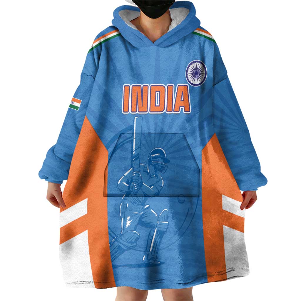 Custom India Cricket Wearable Blanket Hoodie Go Champions - Wonder Print Shop