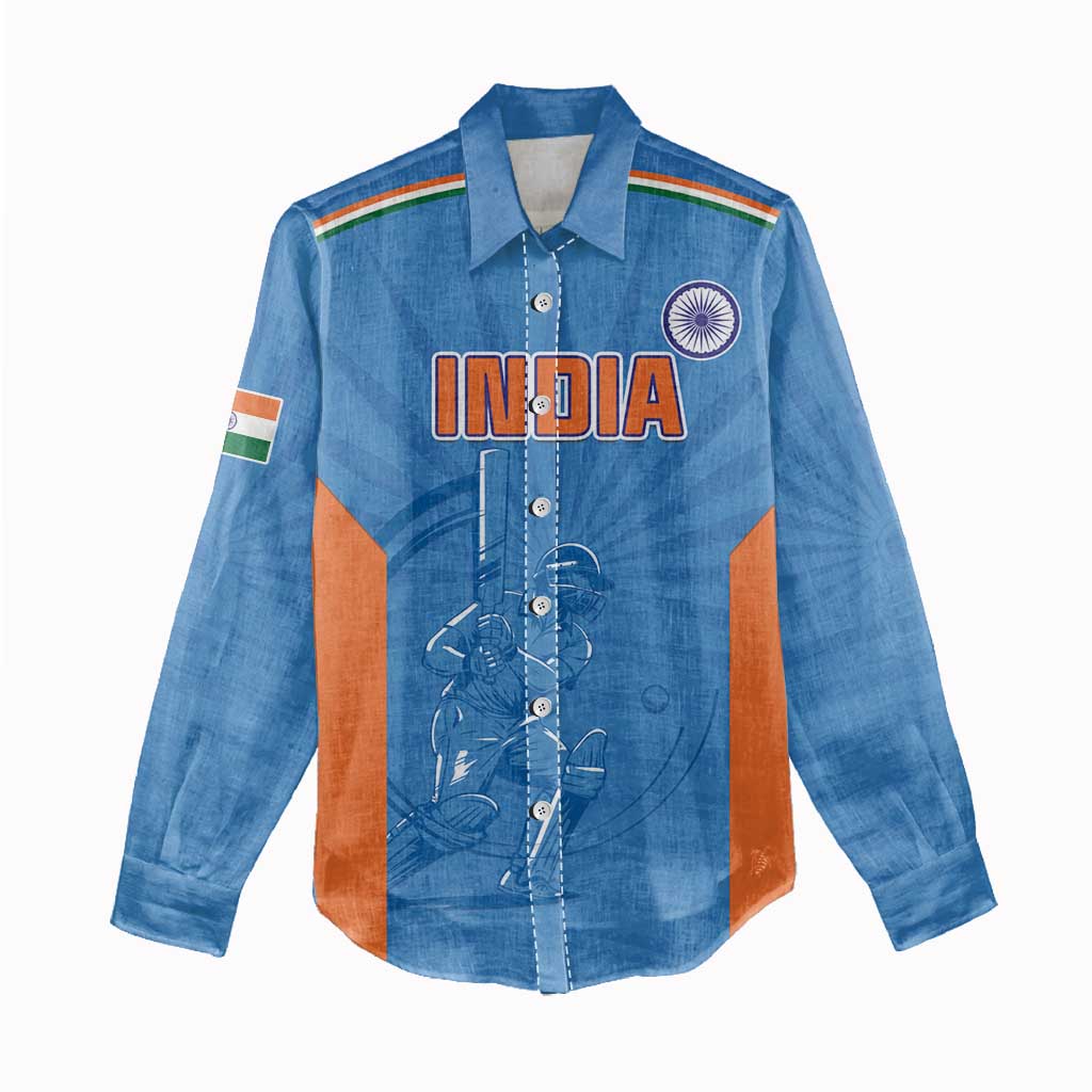 Custom India Cricket Women Casual Shirt Go Champions - Wonder Print Shop