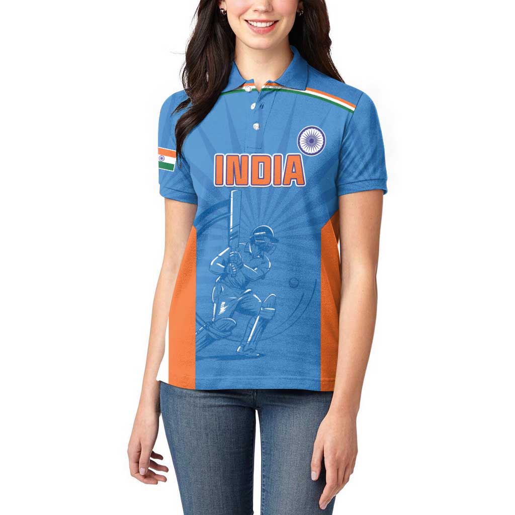 Custom India Cricket Women Polo Shirt Go Champions - Wonder Print Shop