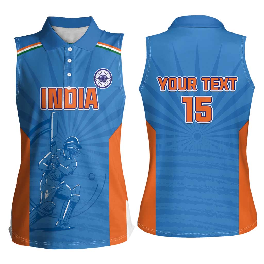 Custom India Cricket Women Sleeveless Polo Shirt Go Champions - Wonder Print Shop